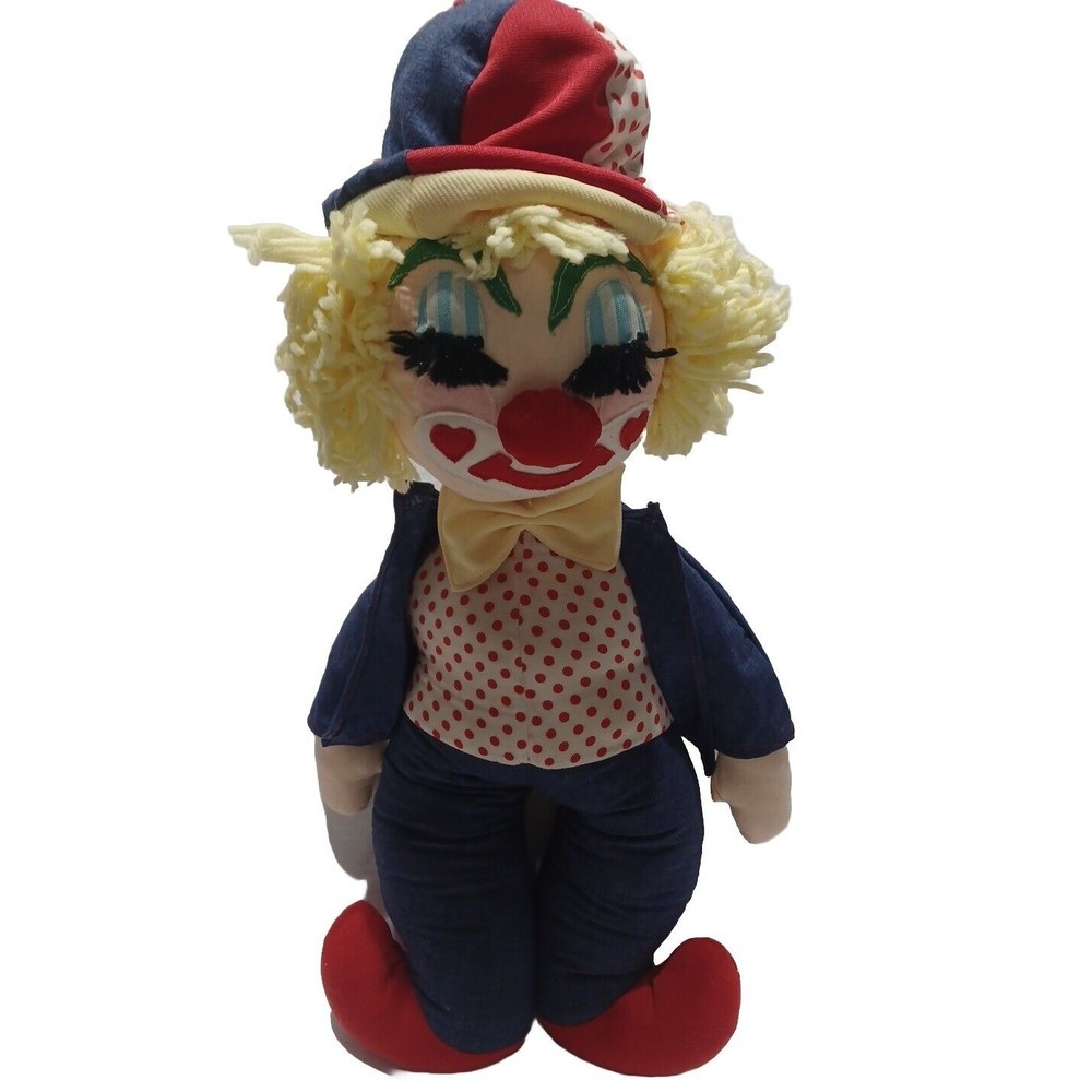 Clown Large Vintage Clown Doll Handmaid Yellow hair Sleeping clown Collectible